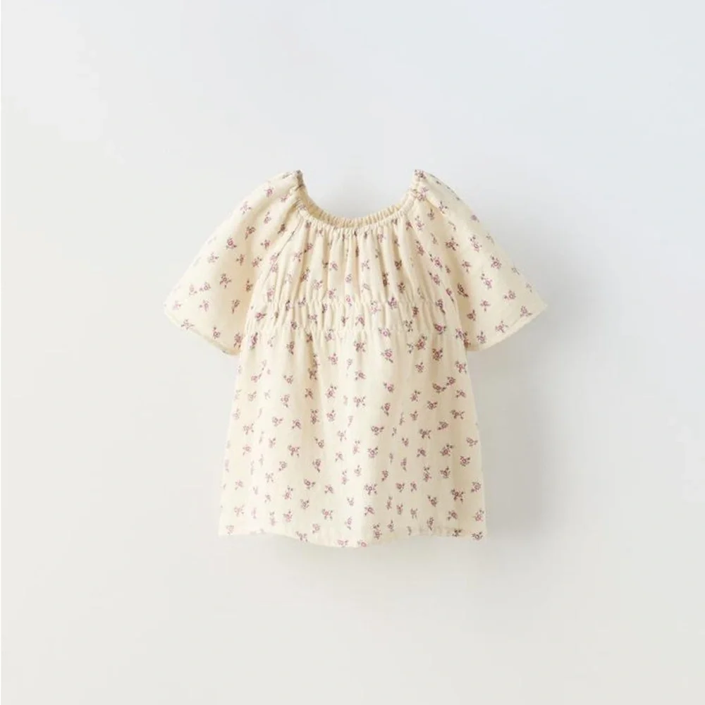 ZARA baby girl floral print crepe top and trousers set 2Y